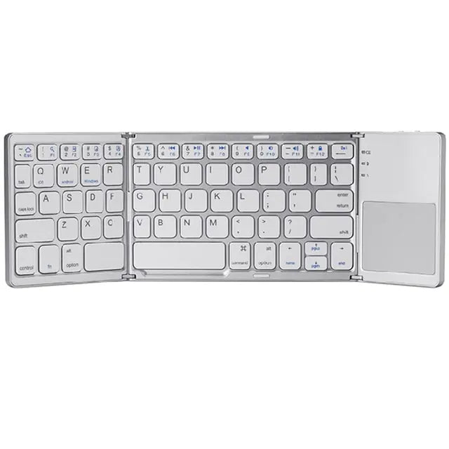 New Portable Mini Three-Folding Bluetooth Keyboard with Wireless Foldable Touchpad Keypad | Rowkoly