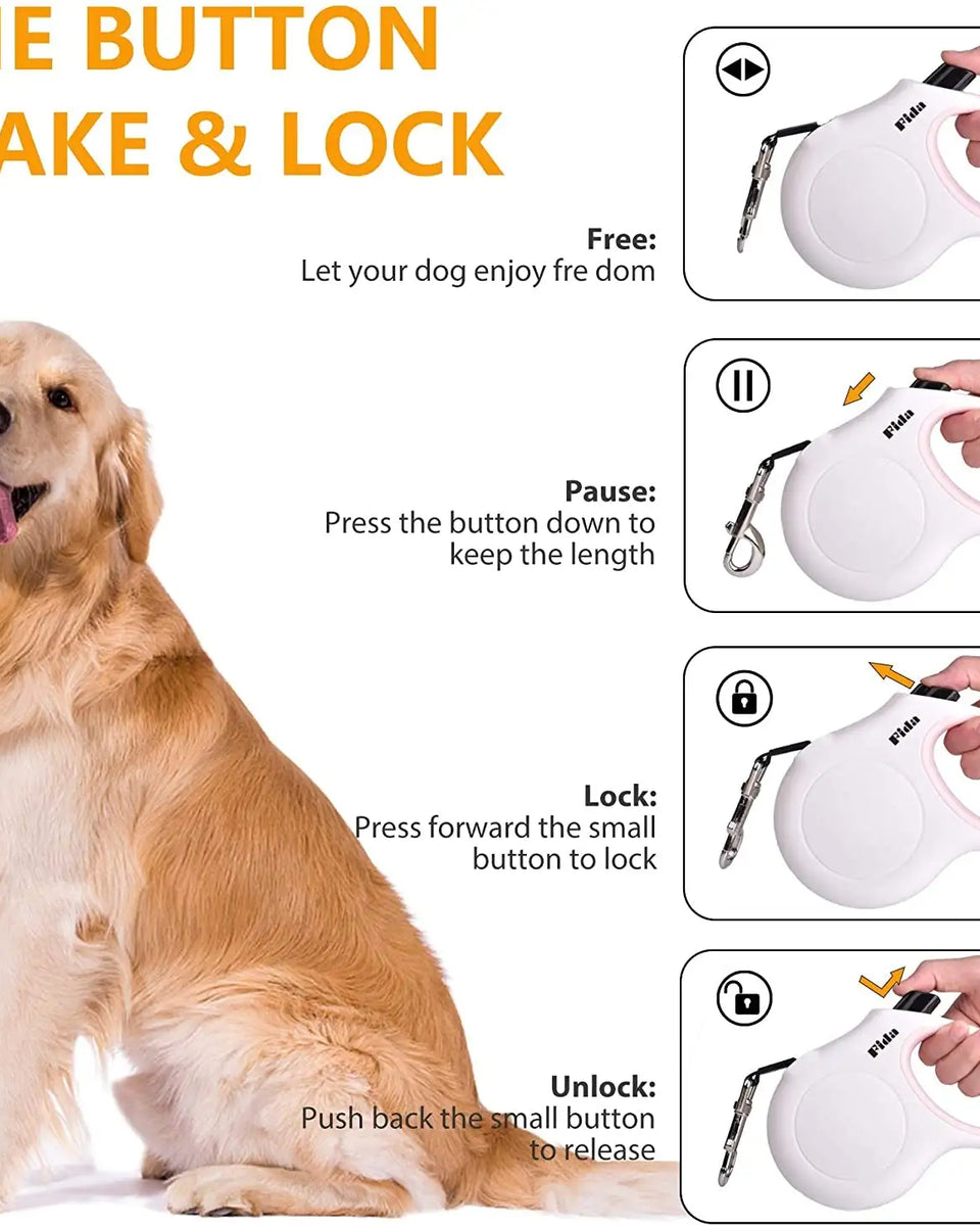 Retractable Dog Leash with Dispenser and Poop Bags | Rowkoly